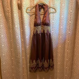 2 for 20 Wine + gold beaded Adrianna Papell Dress